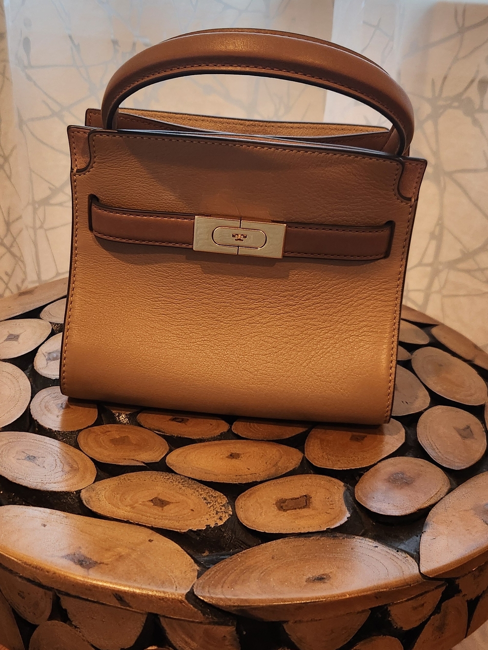 Tory Burch Taupe and Brown Leather Top-Handle Crossbody